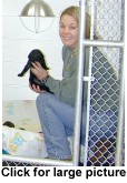 Brandy at one of our litter pens